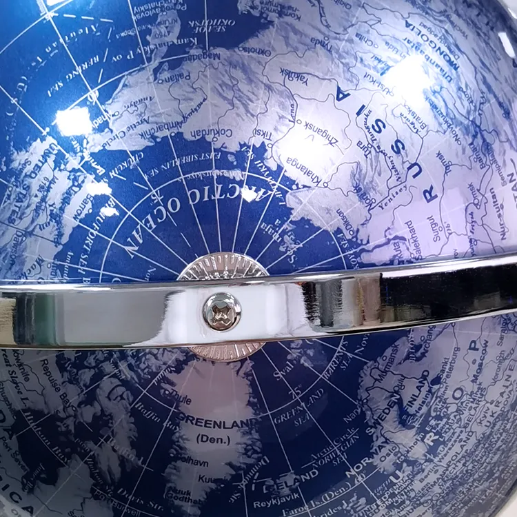 20cm Artistic Globe with a Blue Metallic Finish detail view 4
